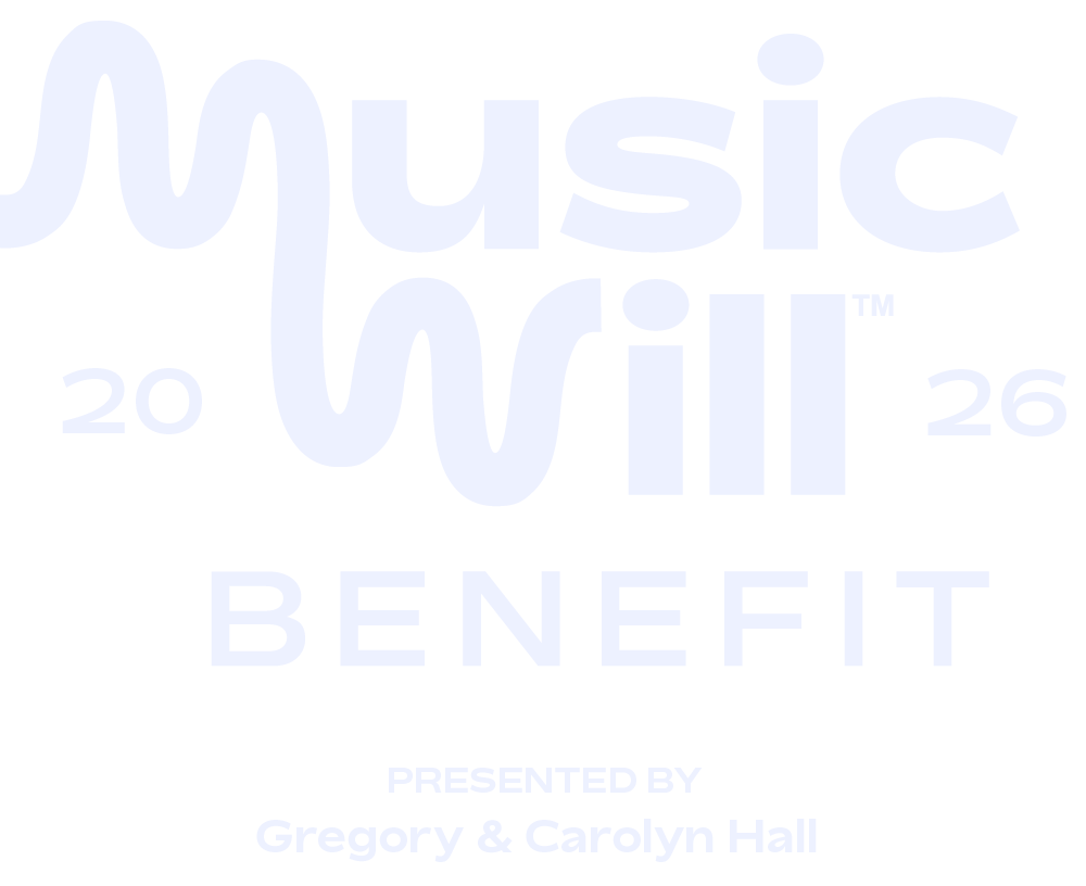Music Will Benefit Logo, Title Sponsor Hot Topic Foundation, Presented by Greg & Carolyn Hall