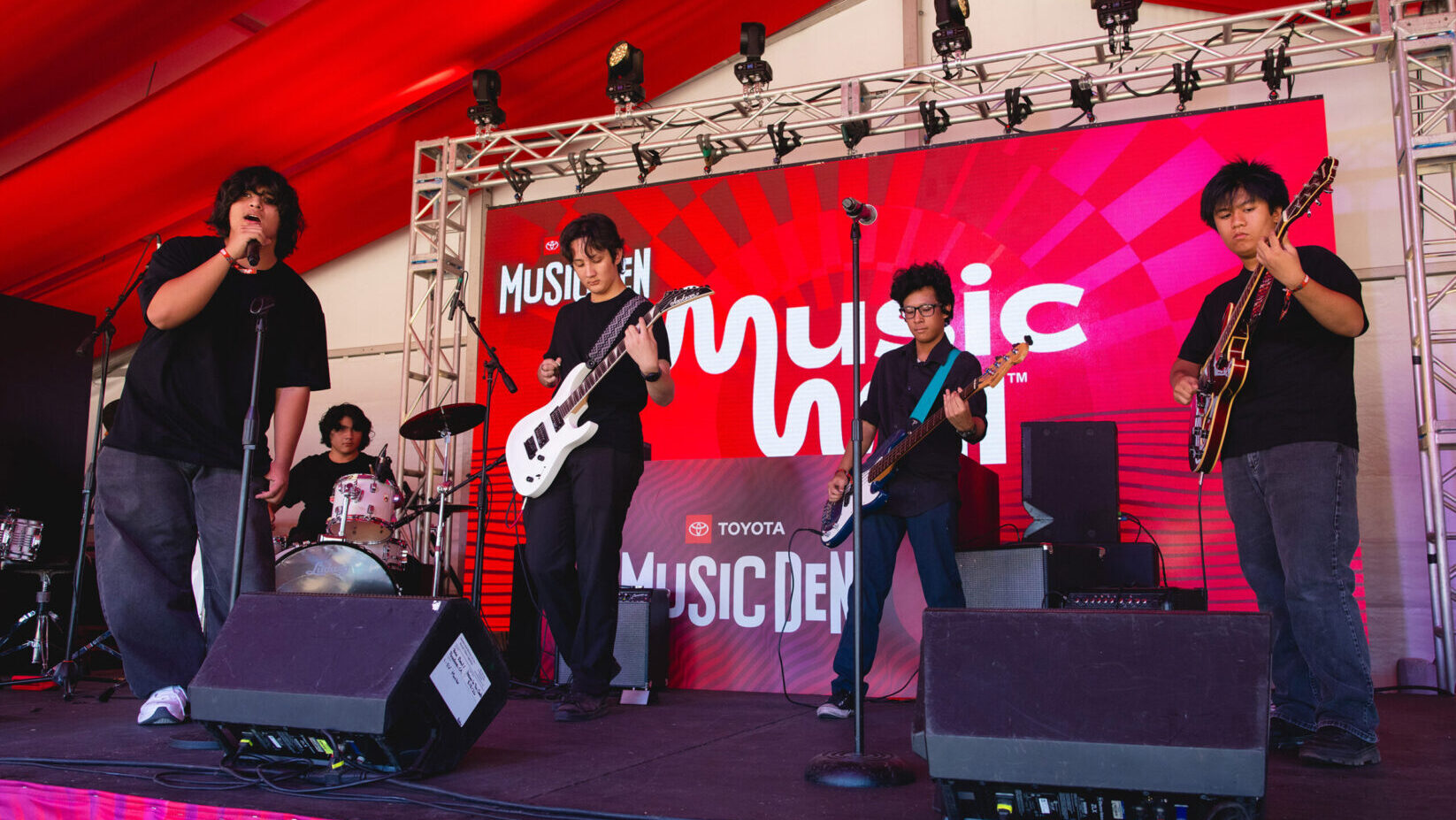 The John Marshall High School student rock band performed at the Toyota Music Den during the Head In The Clouds festival in Los Angeles.
